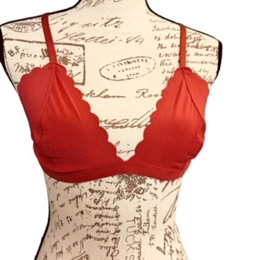 Victorias Secret Seamless‎ Scalloped Unlined Bralette Bra Pink Rose Blush Large
